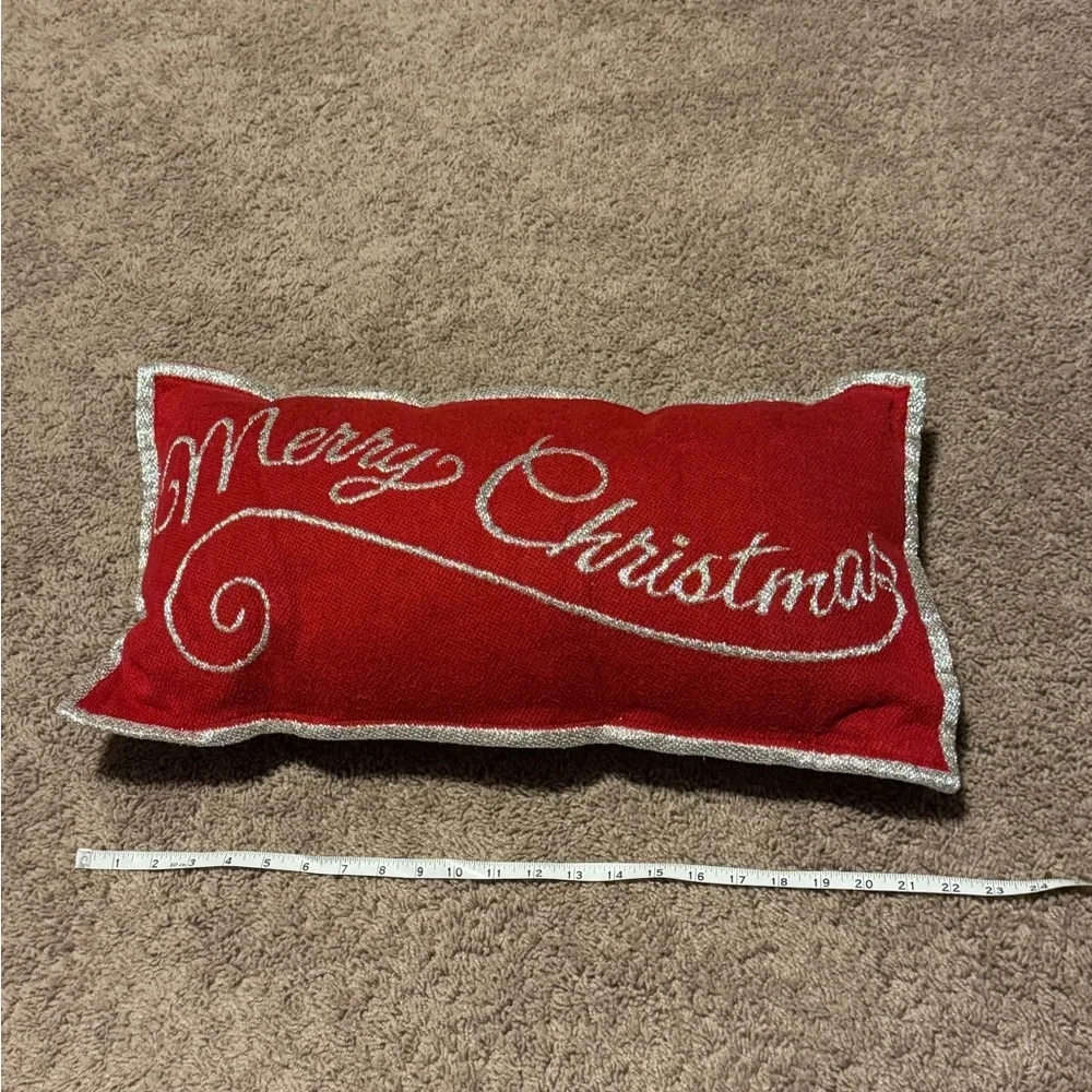Festive Red Merry Christmas Pillow